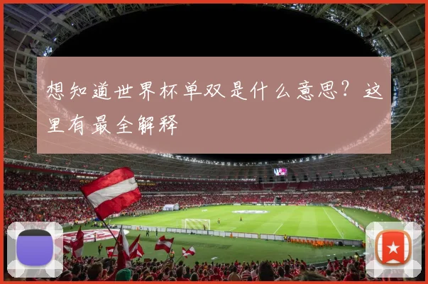 想知道世界杯单双是什么意思？这里有最全解释